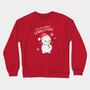 Cute Snowman Its My First Christmas Kids Gift Crewneck Sweatshirt